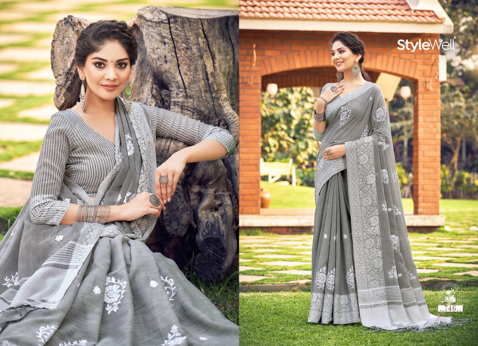 Lucknowi 4 By Stylewell 741-746 Designer Sarees Catalog